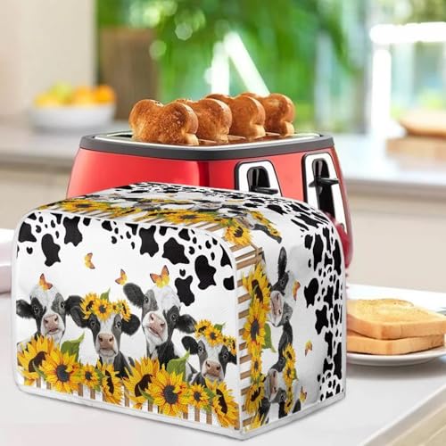 Image of 4 Slice Toaster Bread Machine Cover Kitchen Small Appliance Toaster Oven Dust Cover Dust Protection Universal Size Sunflower Cow Print
