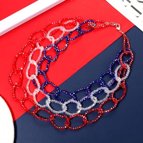 Faerliiry American Flag Jewelry Set 4Th Of July Necklace Earrings For Women Usa Patriotic Earrings Statement Earrings Resin Beaded Necklace Independence Day Party Jewelry Gifts thumb #4