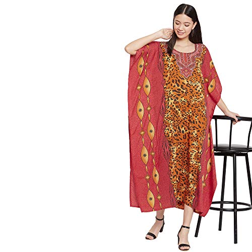 Image of Oussum Women Polyester Casual Long Plus Size Beach Caftan Cover Up Maxi Dress 1X-3X Summer Kaftan Dresses for Women