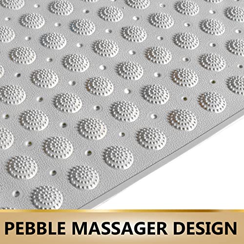 Image of TurtleGrip Anti-Slip Shower Mat, 100x40 cm Accu-Pebble (Grey), Anti-Skid mat, Extra Large Bath Mat with Suction Cups, Machine Washable Bathroom Mats with Drain Holes, Anti Slip mat for Bathroom Floor
