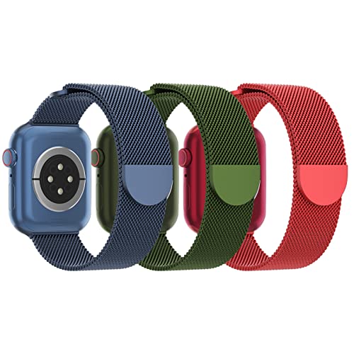 Image of 3 Pack Mesh Metal Magnetic Compatible with Apple Watch Bands Women Men | Stainless Steel Loop Strap for iWatch Band 38mm 40mm 41mm 42mm 44mm 45mm 46mm 49mm Series 11 /10 /9 /8 /SE /7 /6 /5 /4 /Ultra 3 2 1