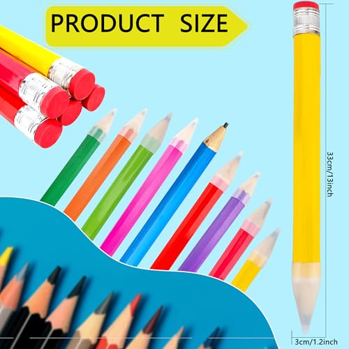 9 Lápices Gigantes de Madera Jumbo de Colores 33 cm miniatura 2