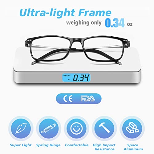 Superior Extremely Light Progressive Multifocus Reading Sunglasses Men Aluminum Arm Tr90 Frame Blue Light Blocking Multifocal Computer Readers Spring Hinge No Line (Top Is 0 Distance Range 20Ft) +2.50 #TOP4