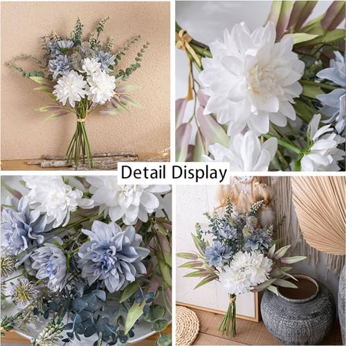Artificial Flowers Faux Silk Flower Dahlia Flowers Fake Plants Arrangements Wedding Bouquets Decorations Table Centerpieces for Home Kitchen Garden Party Decoration image 4