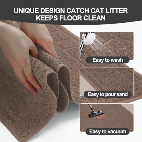 Image of Cat Litter Mat, Litter Trapping Mat Soft on Kitty Paws, 35 inch x 24 inch Kitten Litter Box Mat for Cleaner Floors, Waterproof, Easy Clean, Durable Large Size Cat Litter Pad for Kitten.