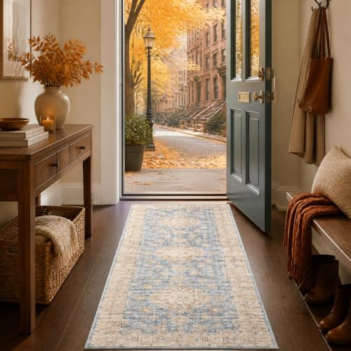 GarveeHome Tapis Couloir Lavable Vintage 2x6 Pieds Bordure