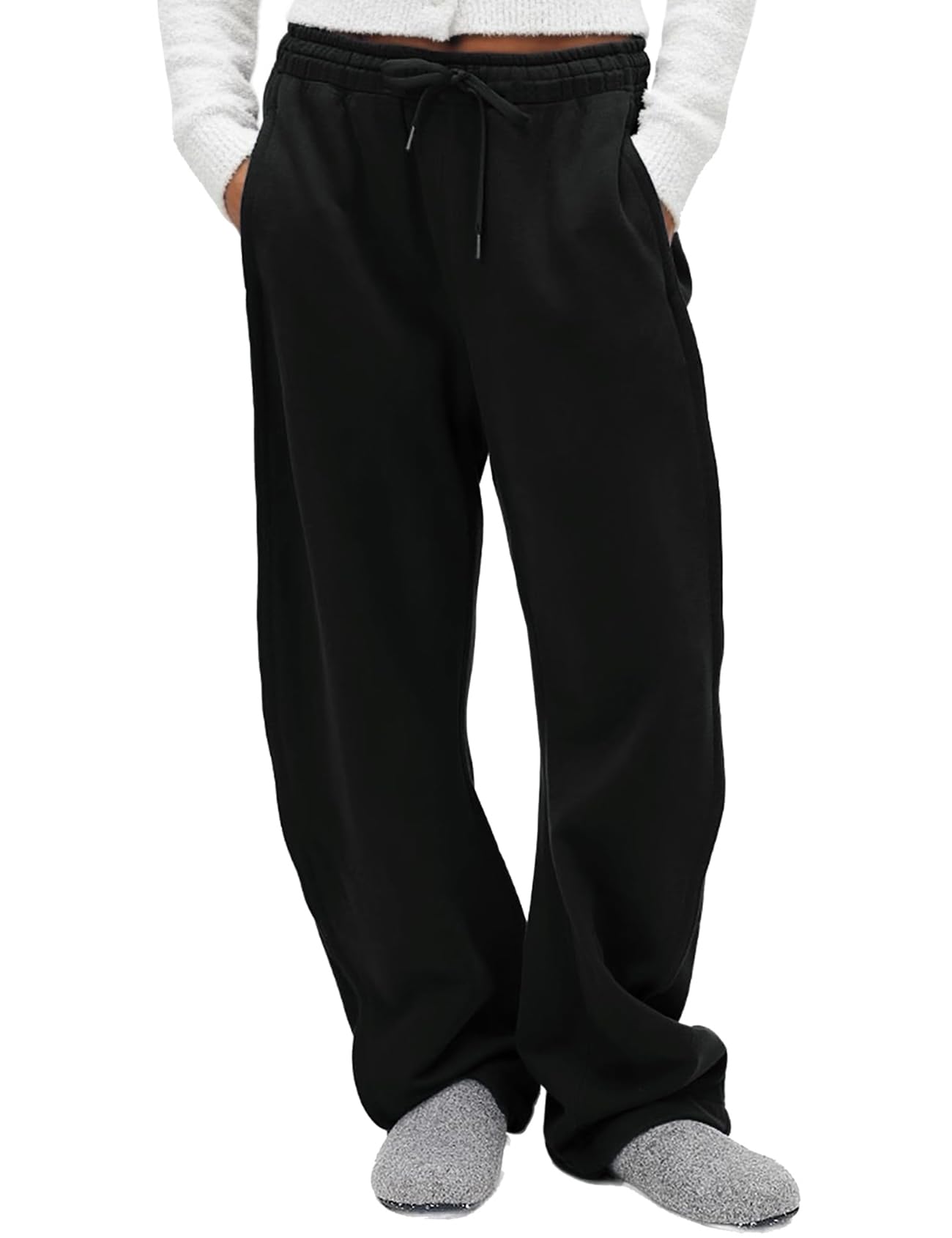 Yimoon Womens Wide Leg Sweatpants Elastic High Waist Baggy Barrel Pants Loose Fit Lounge Pants with Pockets