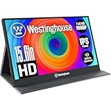 Westinghouse 15.6 Inch Portable Monitor for Laptop & Travel, 1080p, 60Hz, IPS Display, Full HD Screen with Magnetic Protective Cover, Built in Speakers, 1x Mini HDMI, 1x USB Type-C