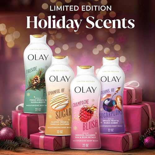 Olay Body Wash for Women, Hydrating & Moisturizing, Holiday Edition, With Plant Based Cleansers, B3 Complex, For All Skin Types, Champagne Blush with Berries Sugared Rim & Rose Petals Scent, 22 fl oz image 9