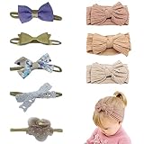 CARELAX Baby Girls Nylon Headbands Newborn Bows, 8 Pack Handmade Hair Accessories for Kids Toddlers