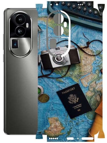Image of AtOdds - Full Body Back Screen Guard Protector Film - Lamination Wrap Skin Sticker Compatible with Oppo Reno 10 PRO Plus | Scratchproof Matte Finish (Travel Map)