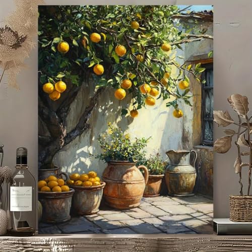 Lienzos de limoneros vintage para renovar paredes oscuras y vacías 6