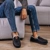 VeraCosy Men's Classic Moccasin Slippers Soft Faux Suede Memory Foam Closed-back Indoor House Shoes Black, 11 UK #1