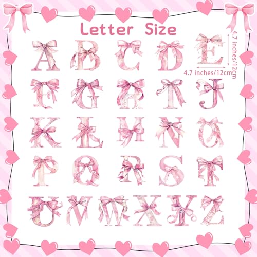 Calcomanías para pared letras ABC con lazo rosa miniatura 3
