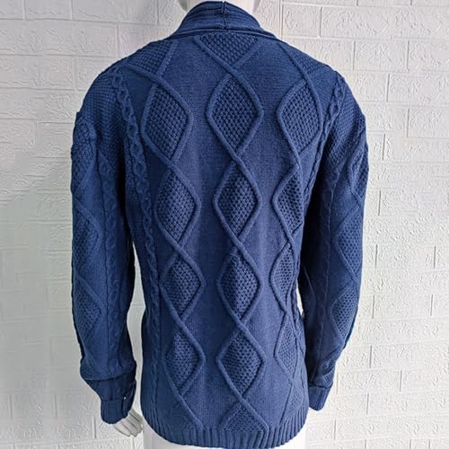 ADHOWBEW Men's Cardigan Sweaters Fashion Casual Stand Collar Big and Tall Long Sleeve Cable Knit Warm Sweaters4