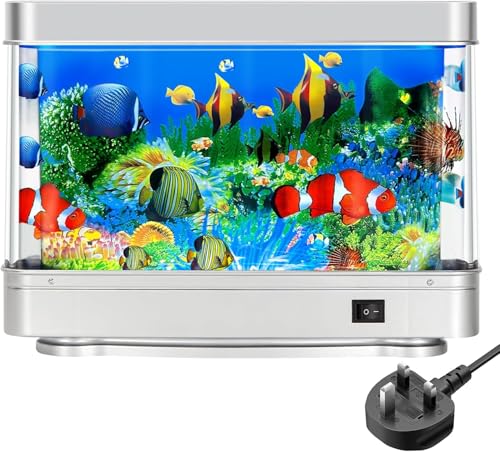 Fake Fish Tank Artificial Aquarium Decorations Fake Aquarium Decor Virtual Ocean Moving Fish lamp for Bedroom Office Décor Gift for Home