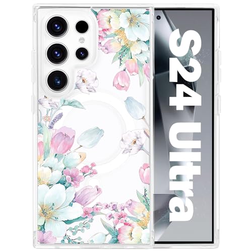 Coque motif floral Samsung S24 Ultra idée cadeau esthétique pour femme et fille