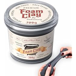 The Foamory Moldable Cosplay Foam Clay (300g Black) High Density Air Dry Clay, EVA Foam Sands Paints Easily, Non-Toxic and Safe for Crafts