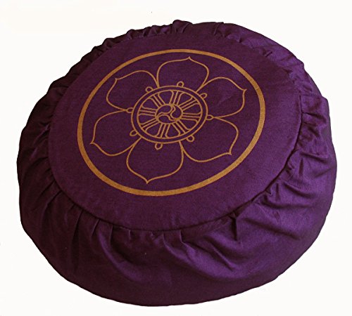 Boon Decor Meditation Cushion Zafu Pillow Dharma Wheel Purple