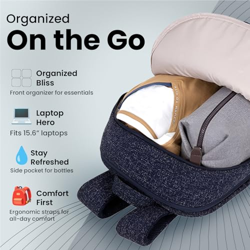Image of RivaCase Anvik Lightweight Urban Backpack 7962 Water Resistant Tweed Fabric Dual Zipper Backpack 2 Main Compartments Bottle Pocket Accessories Pockets Padded Shoulder Strap fits Laptops Upto 15.6 inch