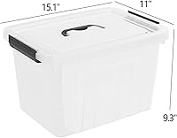 Vista 3 de Paquete de 4 cajas de plástico de 20 L, contenedores de almacenamiento transparentes con tapas/asas