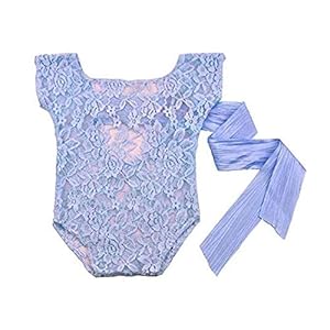 Pasgeboren baby meisjes fotografie rekwisieten fotoshoot Lace Romper Romper Romper en bloem hoofdband Outfits (07# blauw…