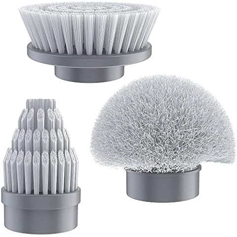 JULY HOME 3-Piece Replacement Brush Heads Kit for Electric Spin Scrubber, White Cover