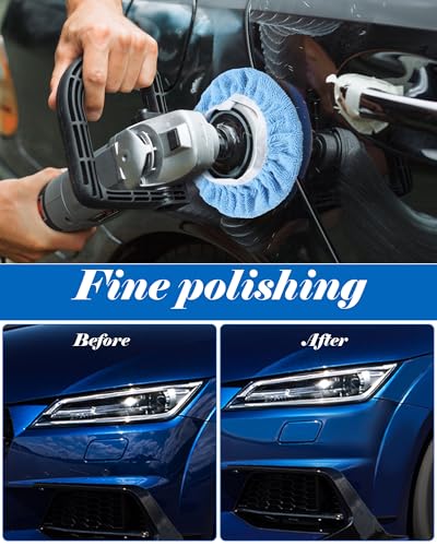 Image of Tallew 40 Pcs 9 to 10 Inches Buffer Pads Bulk Car Polisher Bonnets Orbital Buffer Bonnets Microfiber Polishing Pad Car Wax Cover for Cleaning and Polishing (Light Blue)