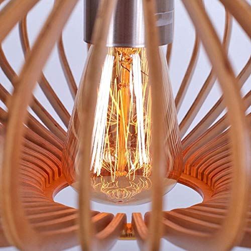 Lustre en rotin et bois massif style industriel rétro - 6