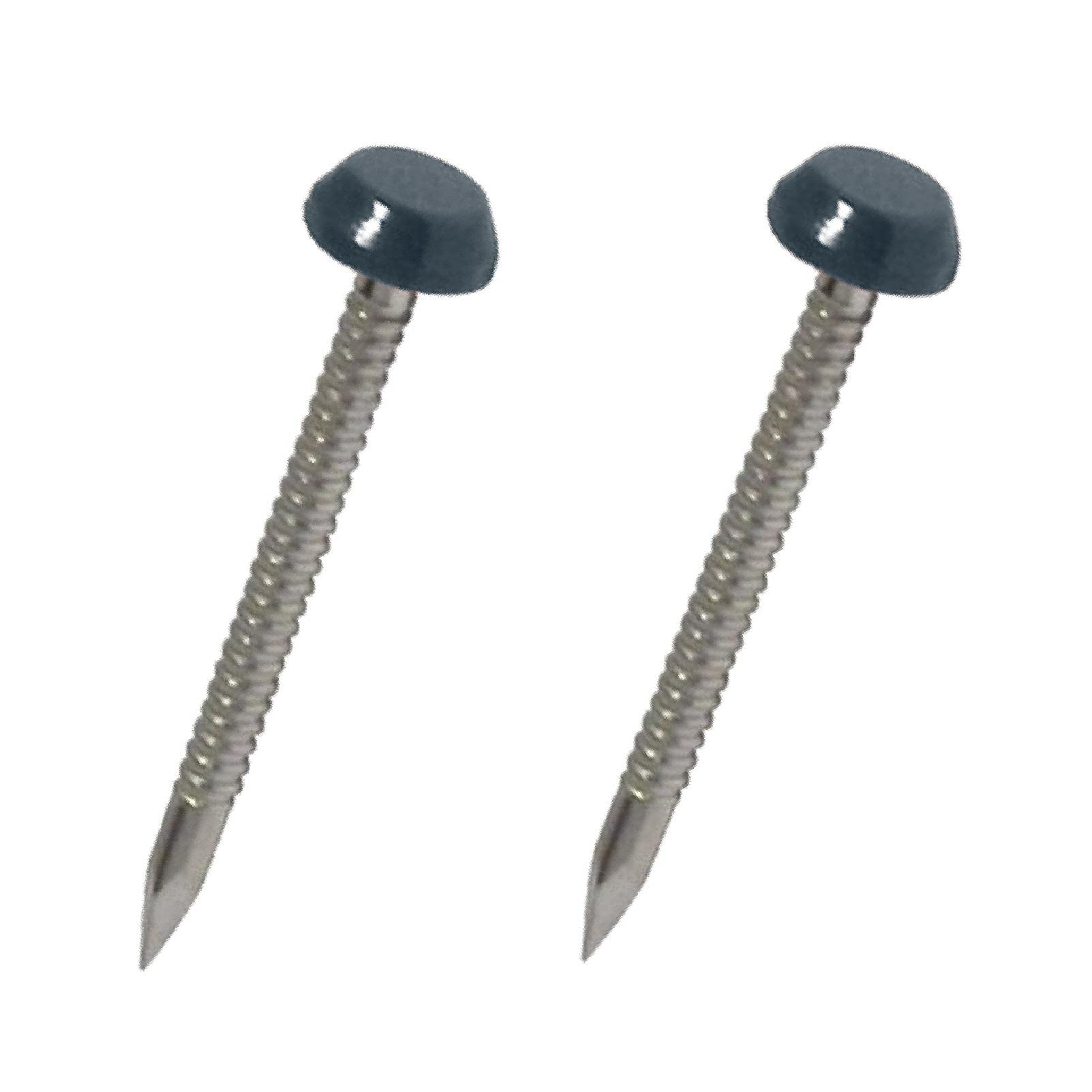 HomeSmart 50 Pack 40mm Anthracite Grey UPVC Poly Top Pins Nails | UV Resistant Stainless Steel Plastic Headed Polypins for Durable and Weatherproof Fixing of Soffits, Fascias, and Roofline Trims