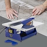 ECD Germany Cortadora De Baldosas Eléctrica 800W Cortador Azulejos Compacto Móvil Azul Con Disco De Diamante Ø180mm Mesa De Trabajo Ajustable 2950rpm Guía Corte Longitudinal Con Escala Bandeja De Agua
