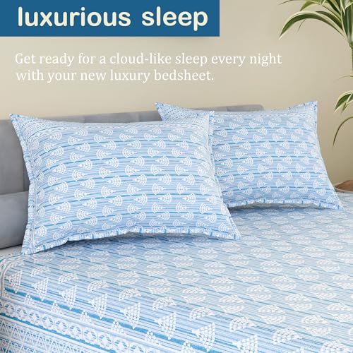 Image of Kuber Industries Cotton 160 TC Double Bedsheet With 2 Pillow Covers | Machine Washable Soft Bedsheet For Living Room, Home & Hotels | Triangle Border Heritage Print - Grey