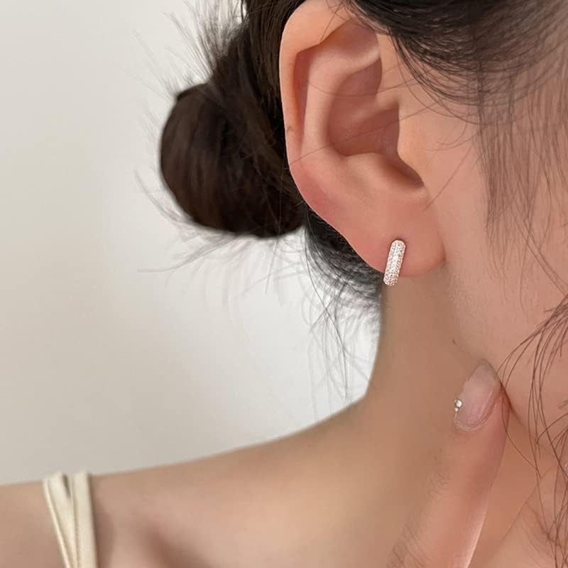 14K Gold Round Hoop Earrings for Women,Dainty Moissanite Huggie Earrings,Fashion Jewelry Gift for Her - Image 3