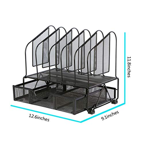 Beiz-Office-Desk-Organizers-and-Accessories-with-Drawer-5-Upright-Slots-File-Folder-Storage-Desktop-Organizer-Mesh-Desk-Supplies-Organization-Rack-for-Office-Home-Workspace-College-Dorm-School-Black