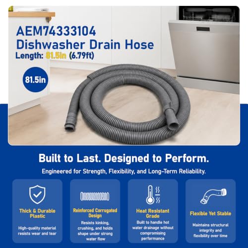 Image of AEM74333104 AEM74333101 Dishwasher Drain Hose for LG Kenmore Dishwasher | AP7034217 PS16621806 for LDF5545ST LDFN4542S LDP6797ST LDP6810SS LDT5665ST LDT5678ST OEM 2-year QA