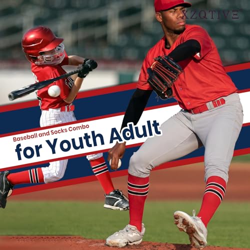 Image of XZQTIVE Baseball Softball Socks and Belt Combo Set Adjustable Softball Socks and Elastic Belt for Kids Youth Adult
