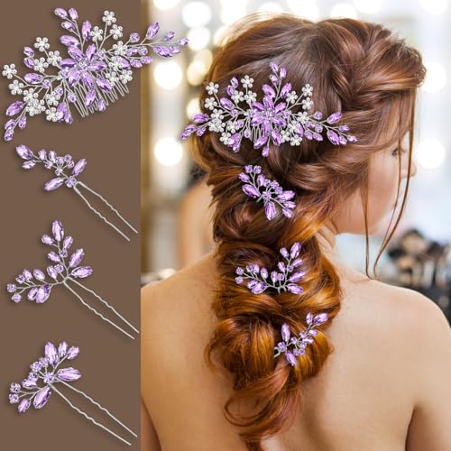 Purple Hair Accessories Clips Lavender Lilac Pins Piece Comb Combs Wedding