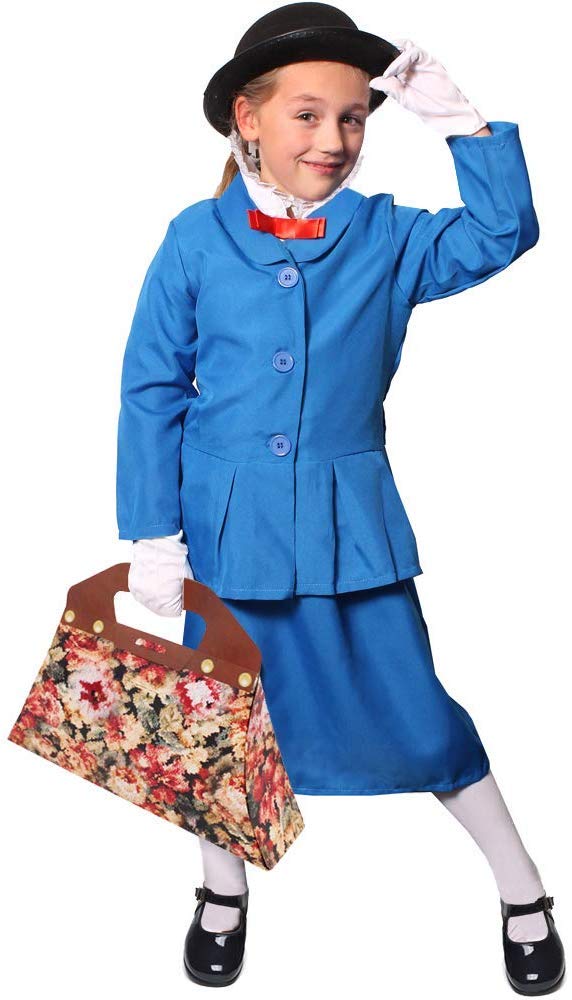 Magisches Kindermädchen-Kostüm Für Mädchen – Edwardianisches Set Mit Jacke, Rock, Hut & Handschuhen, Größe XL (9–10 Jahre)