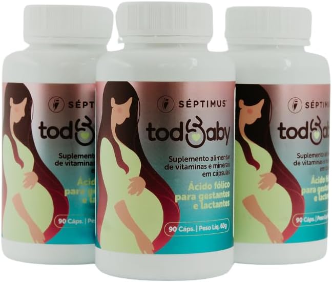 kit 3x Todbaby – Suplemento Vitamínico para Gestantes, Lactantes e Puérperas com 21 Nutrientes – Ácido Fólico, Ferro, Zinco e Vitaminas – 90 Cápsulas