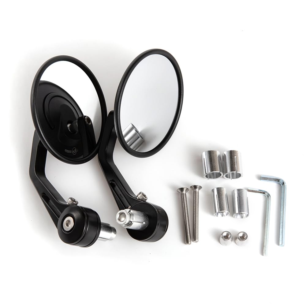 Universali Specchietti Moto Manubrio 360° in Alluminio Specchietti Bar End moto Manubrio E24 Omologati Compatibili con ATV Quad Scooter