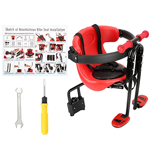 FORTOP Bicycle Baby Kids Child Front Mount Seat USA Safely Carrier with Handrail (Red-1)