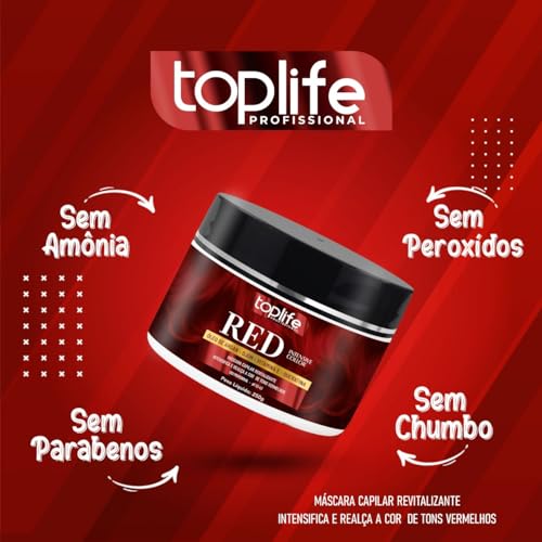 Máscara Matizadora Tonalizante Vermelha Red Toplife 250gr