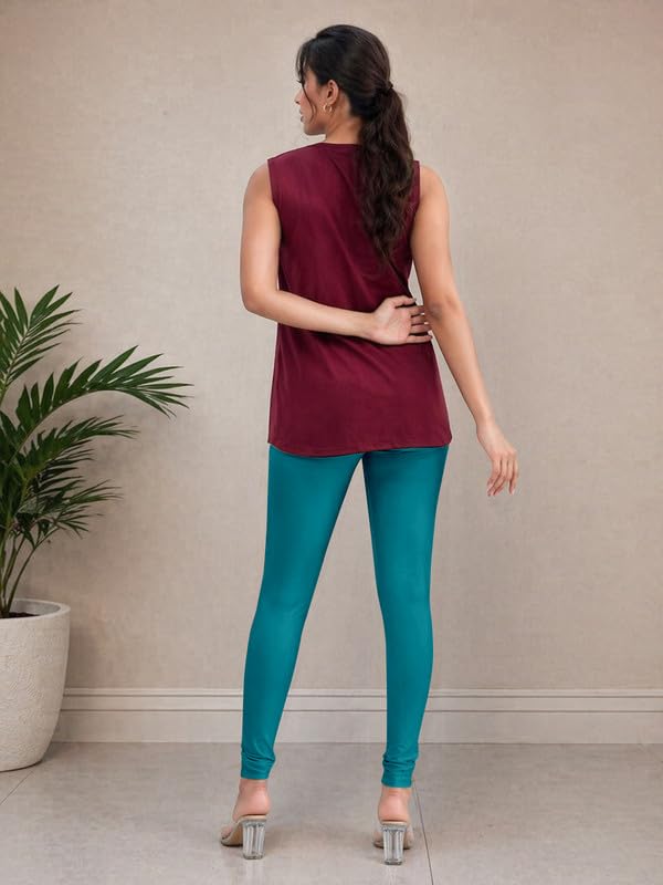 Image of TRENDMALLS Women's Microfiber Elastane Stretch Soft Churidar Length Leggings with Ultrasoft Waistband