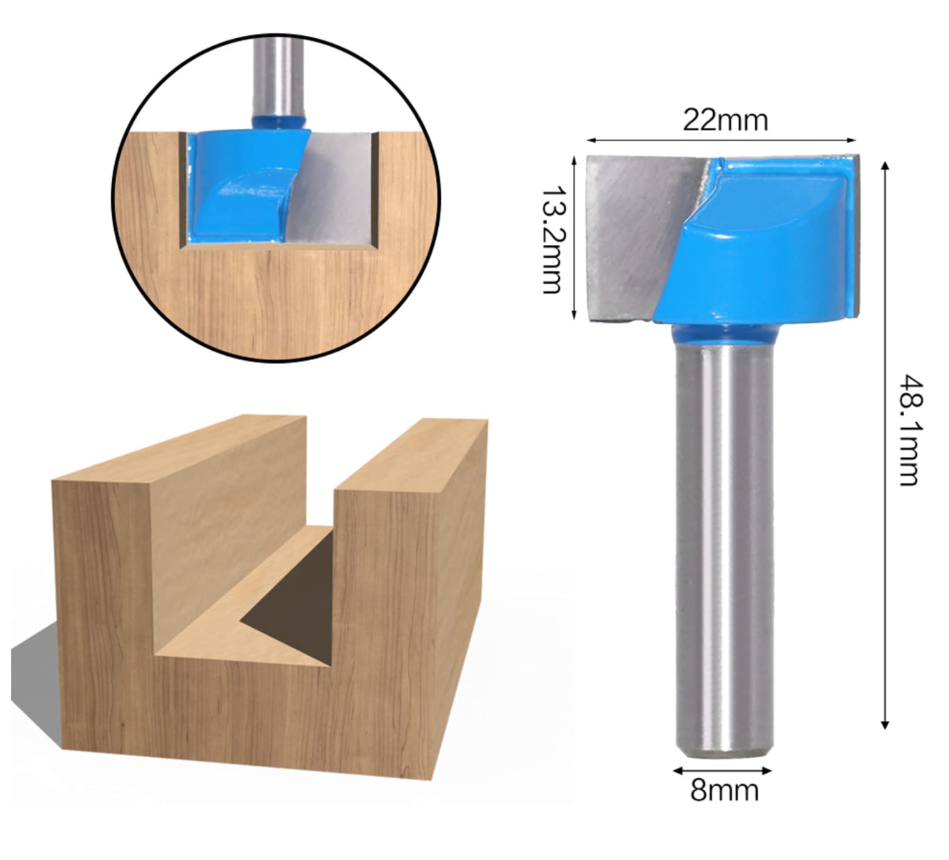 Set di 5 punte per Fresa, Codolo da 8 mm, APLUS Router Bits per Fresatura del Legno, 10/15/20/25/30 mm