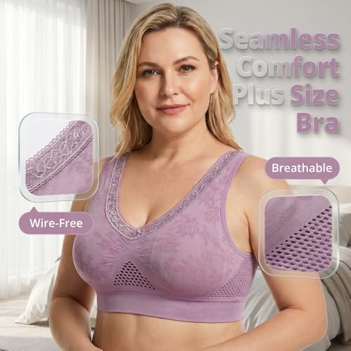 Image of Runsgo Bras for Women, Plus Size Bra, No Wire Mesh Tank Top Bra