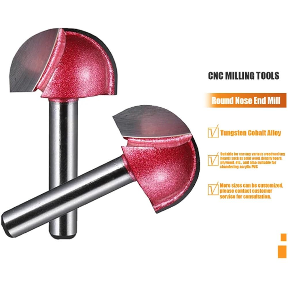 Fresa De Punta Esférica De Carburo Con Vástago De 6 Mm – Juego De Brocas CNC Para Carpintería Y Fresado