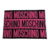 Moschino Schal, Schwarz, Fuchsia, laminiert, mit wiederholtem Logo
