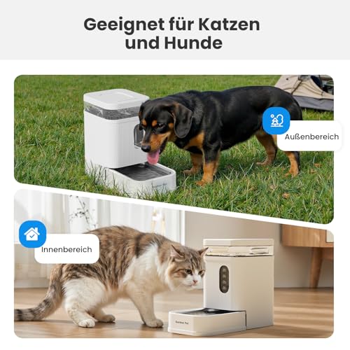 Gardner Pet 6.5L Automatischer Wasserspender, Schwerkraft-Tränke mit Edelstahlschüssel, Futterautomat für Hunde und Katze, große Kapazität Futterspender, BPA-frei, Keine Elektrizität, geräuschlos
