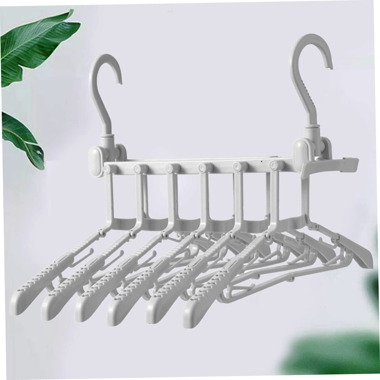 OUNONA 1PC Foldable Clothes Rack Multi Functional Telescopic Hanger for Efficient Clothing Storage Portable and Space Saving Design for Use Grey