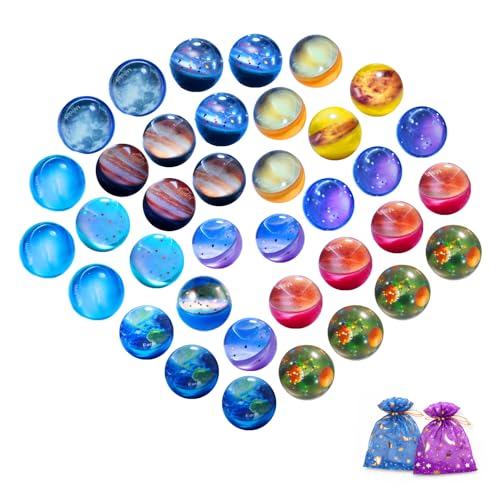 CoralBloom Balles Rebondissantes Espace 36 Pièces 32mm – Cadeaux d'Invités Anniversaire Enfant | Jouets Sacs de Fête
